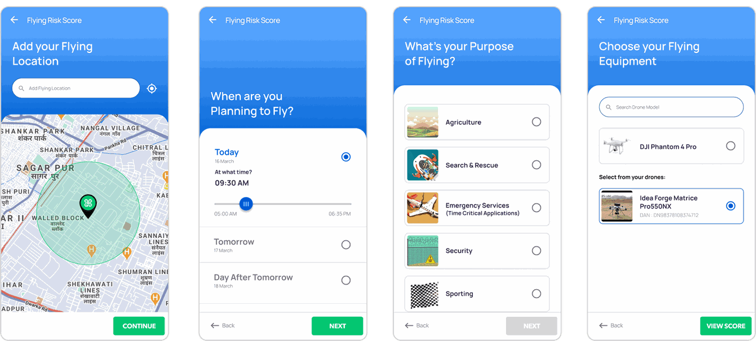 Flying risk score steps 1 to 4