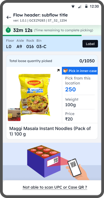 Pick item screen for Maggi noodles