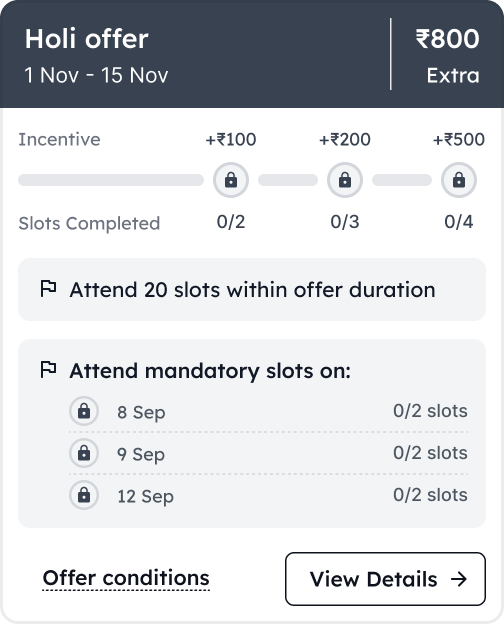 Holi offer card with milestone progress
