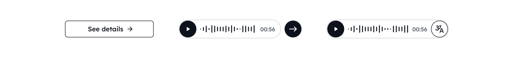 CTA options: See details button, audio with arrow, audio with translate
