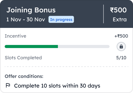 Joining bonus card with offer conditions