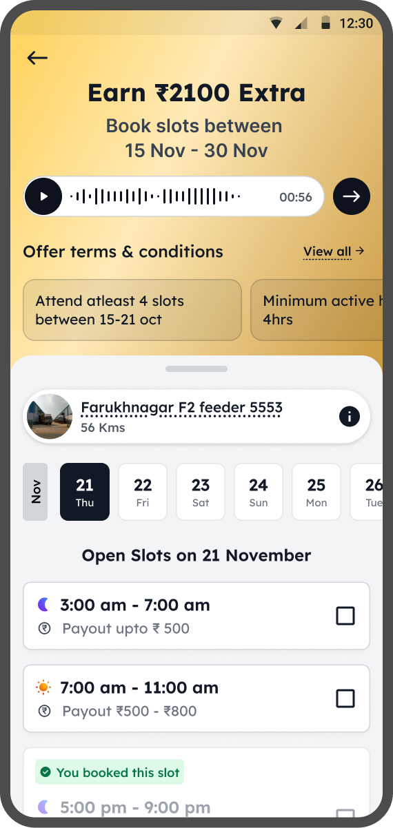 Offer details: Earn ₹2100 Extra with slot booking