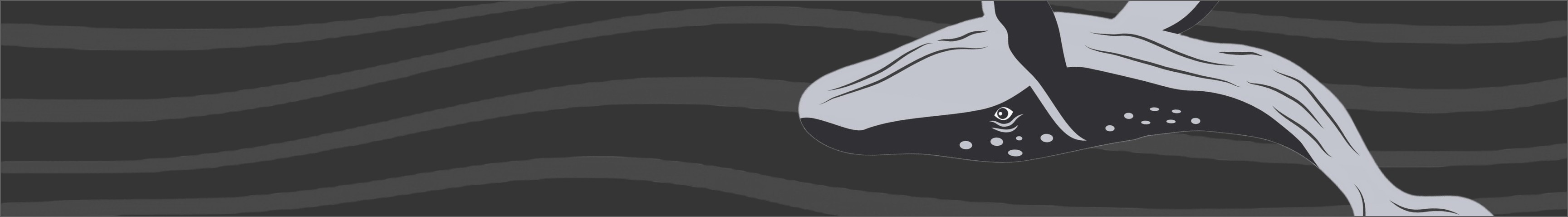 Illustration of a humpback whale swimming through dark waves